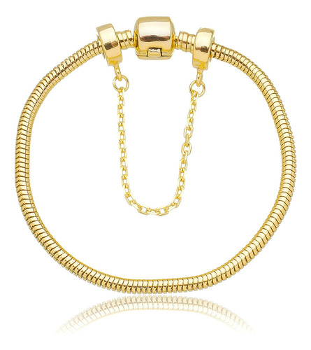 Pulseira Berloque De 14cm Com Trava Banhado A Ouro 18k Comprimento 14 cm Cor Dourado