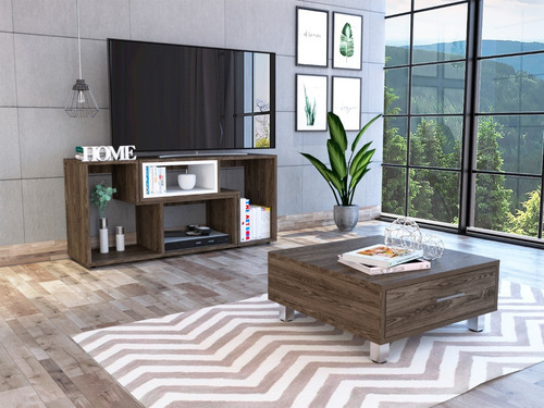 Rack Extensible Tv40 + Mesa De Centro - Rovere