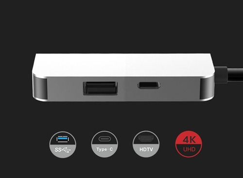 Adaptador Usb C Hub 3 En 1 Hdmi 4k X 1 Tip C X 1 Usb 3.0 X 1