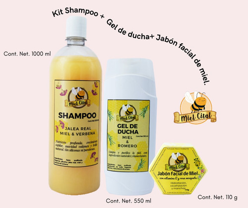 Kit Shampoo Jalea Real+ Gel Ducha+ Jabón Facial Miel Cital