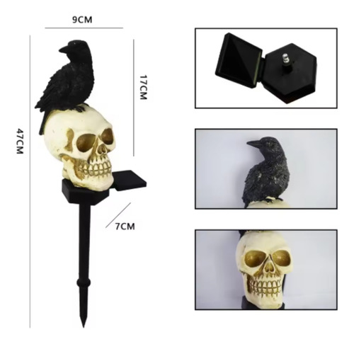 Lámpara Recargable Solar Diseño Halloween Con Estaca Jardin Clavera Cuervo