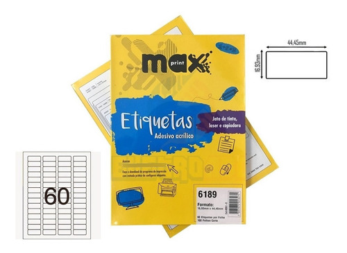 Etiqueta 6189 Caixa C/100 Folhas 60 Etiq/folha Maxprint