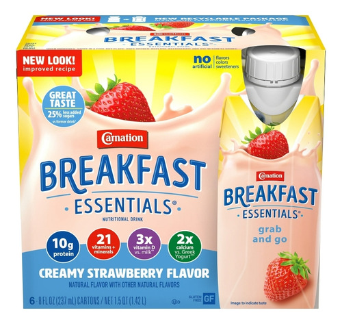 Carnation Desayuno Niños Batido De Proteína. Fresa 6pack