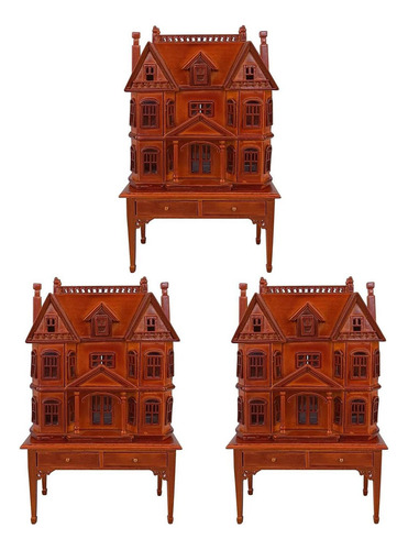 3x Miniatura De Muñecas, Vitrina 1/12, Muebles De Madera ,