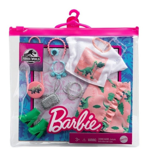 Imagem 2 de 2 de Barbie Roupas E Acessórios Cropped Saia Dinossauros - Ms