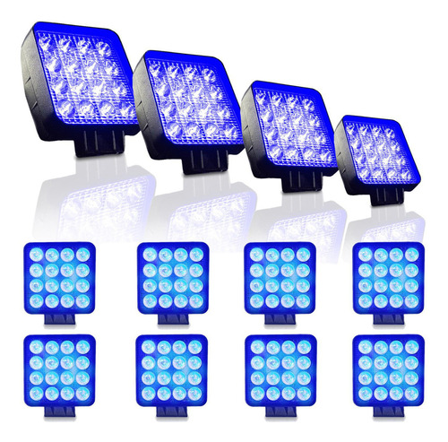 Farol Led Qua. 16 Leds Bi-volt 48w Azul - Fundo Grosso