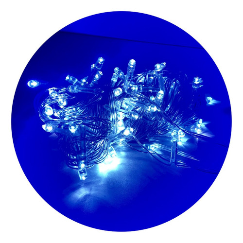 Pisca Luz Natal Led 10m 110v Decoração Fio Transparente Cor Das Luzes Azul