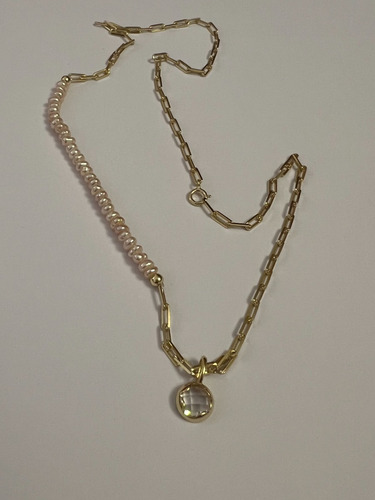 Collar Desigual Perlas De Rio Gold, Plata 925, Baño Oro 18k