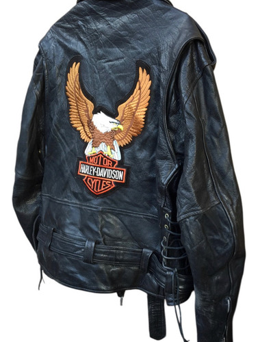 Casaca De Cuero Rockera Biker Ramonera Original Xxl Negro Cuero Liso Xxl (Usado)