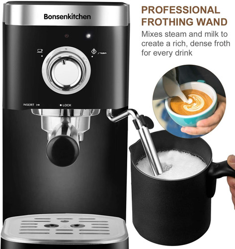 Cafetera Bonsenkitchen, Espresso, 20 Bar, Con Espumador