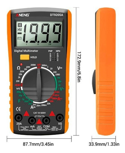 Multitester Multímetro Tester Digital Lcd Dt9205a