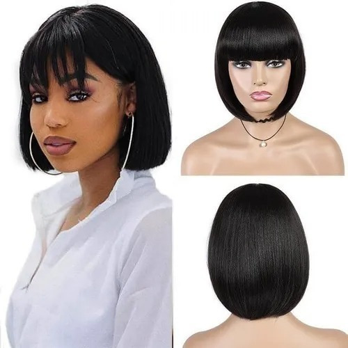 2025 Peluca De Pelo Humano Natural Liso Brasileño, 25 Cm