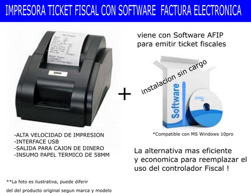 Impresora Ticket Fiscal + Programa Factura Electronica  Afip