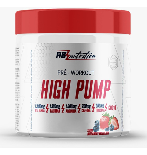 Pre Treino High Pump Absolut Limao 300g Sabor Morango/limão