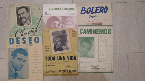 Partituras Antiguas Para Piano Lote X 6 Boleros Y Balada (Usado)