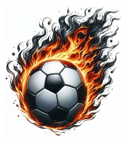 Vinilo 45x45cm Pelota Futbol Llamas Fuego Soccer M1