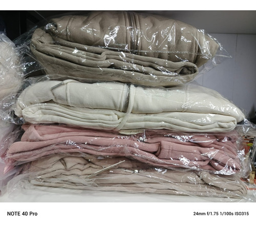 Conjunto De Micropana Acanalada - Temporada Otoño/invierno Marrón Claro Lisa Xl