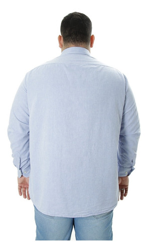 Imagem 2 de 4 de Camisa Social Masculina Manga Longa Tamanho Grande Plus Size