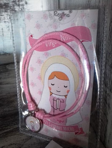 Salve Regina Pulsera Virgen Niña Color Rosa Diámetro 10 Cm Largo 20 Cm