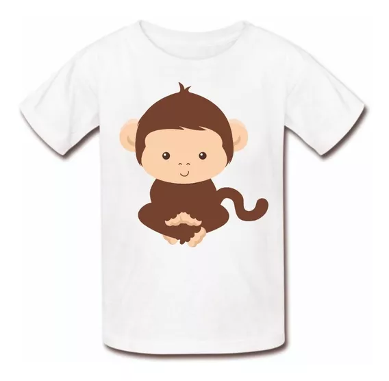 Camiseta Infantil Menino Menina Safari Macaquinho Fofo Anime