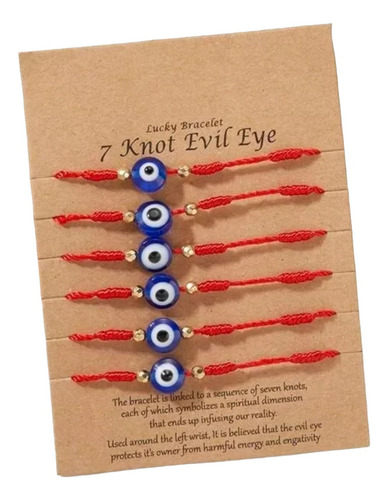 Pack De 6 Pulseras De Hilo Rojo Y Ojo Turco Para Protección
