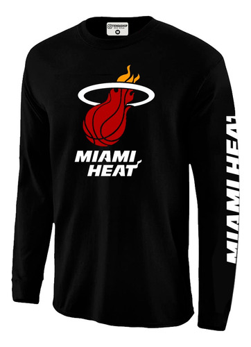 Franela Miami Heat Sudadera Manga Larga De Algodón Estampada