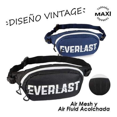 Imagen 7 de 10 de Riñonera Everlast Vintage Deportiva Grande Viaje Unisex