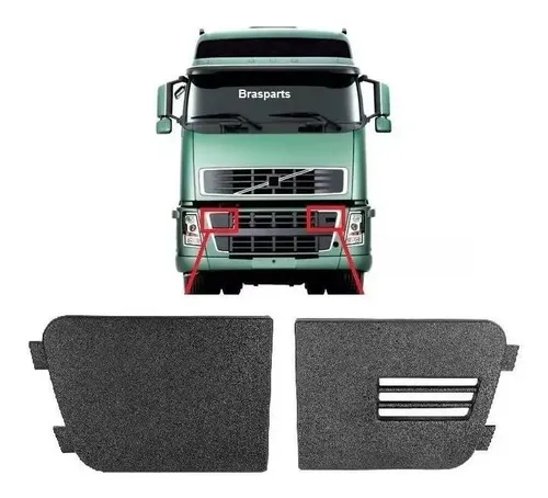 Par Tampa Grade Dianteira Superior Volvo Fh12 2004 A 2009 Preto ...
