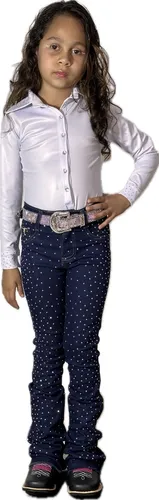 Calca Country Menina Toda Em Brilho Prata Infantil