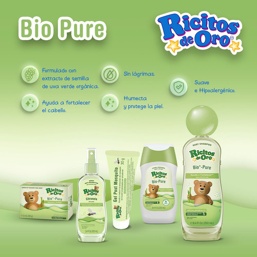 Ricitos De Oro, Crema Corporal Bio Pure, Uva Verde, 250 Ml