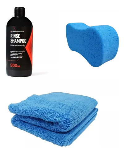 Kit Lavado Shampoo Acrochemical Rinse + Manopla + Microfibra