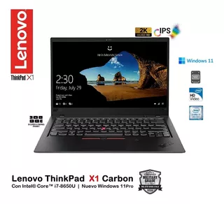 Laptop Thinkpad X1 Carbon Core I7-8650u 16gb 512gb 14qhd W11