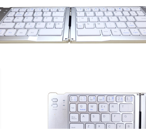 Teclado Inalámbrico Con Teclado Numerico Plegable Bluetooth Teclado Plateado Idioma Inglés