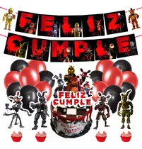 Comprar Globos+banderin+toppers Five Nights At Freddy's Feliz Cumple Rojo Five Nights At Freddys Feliz Cumple