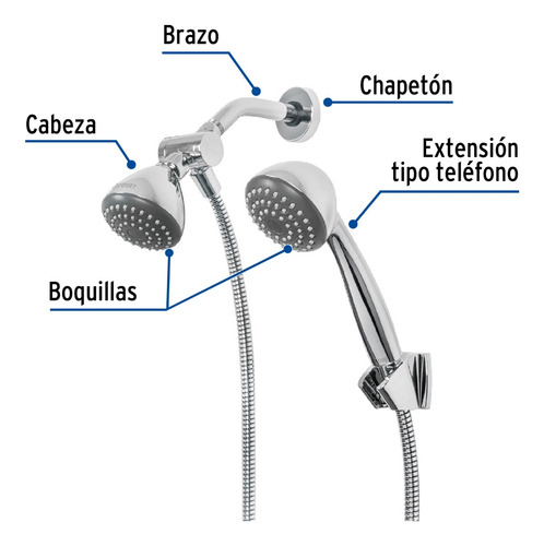 Regadera 3-1/4'' Con Extensión T/telefono Abs Foset 45788