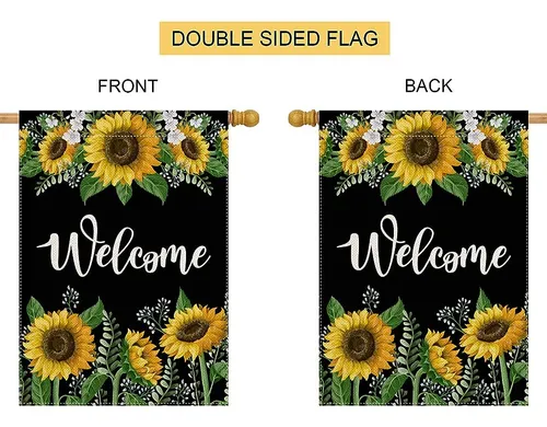 Pingpi Bienvenido Girasol Casa Grande Bandera Vertical Doble