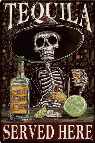 Letrero Tequila Served Here Mexico V2 Retro Vintage Cuadro