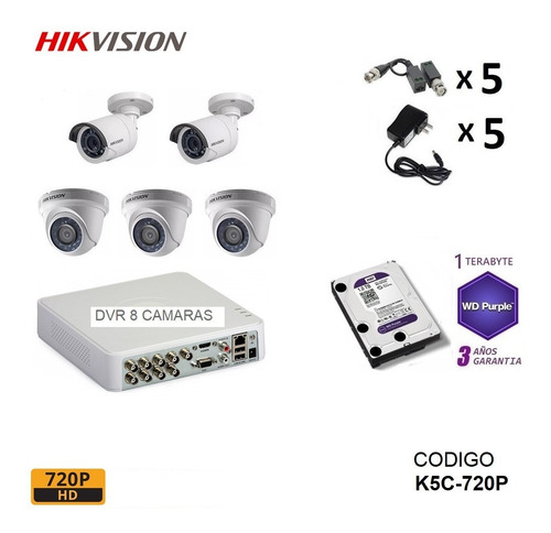 Imagen 4 de 8 de Kit 4 6 8 10 Camaras Seguridad Vigilancia 720p Hikvision