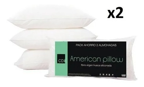 Imagen 2 de 5 de Almohada Pack X2 Cdi American Pillow Vellon Siliconado 70x40
