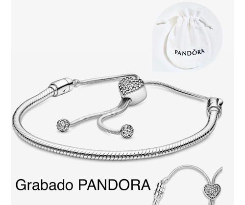 Pulsera Desl Cor Compatible Pandora,plata,ajustable+bolsa