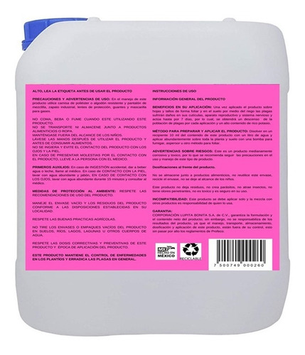 Imagen 2 de 2 de 10l Jabón Potásico Con Neem Ajo Tabaco Insecticida Sistemico