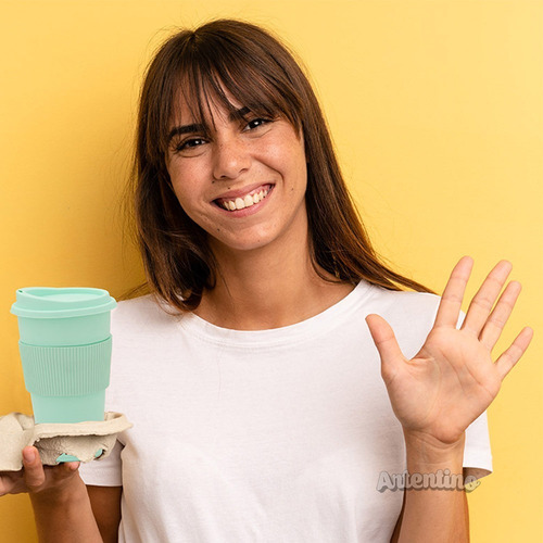 Imagen 4 de 8 de 4 Vaso Térmico Jarro Café Taza Térmica Tapa Y Faja Silicona