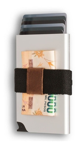 Imagen 1 de 10 de Tarjetero Card Slider Walla Wallets Silver - Proteccion Rfid