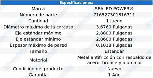 Jgo Arandelas Cigüeñal Std 1500 11 Al 16 Sealed Power
