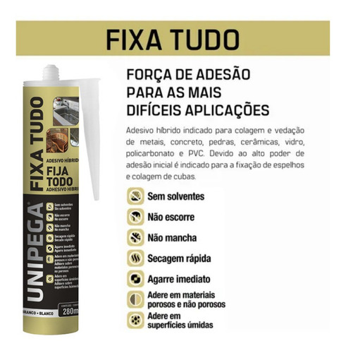 Imagem 3 de 5 de Cola Fixa Tudo 2un Alto Poder Adesão Debaixo Da Água Unipega