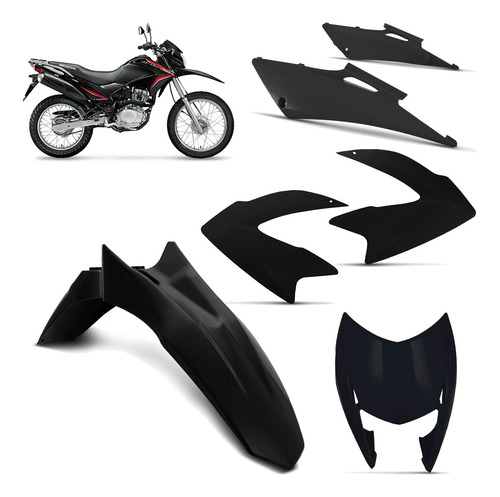 Conjunto Plásticos Honda Nxr Nxr150 Bros 150 Preto 2013 + Nf