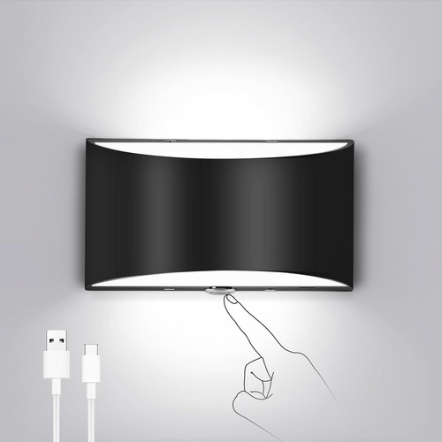 Lightess Aplique De Pared Led, Aplique De Pared Negro Con B