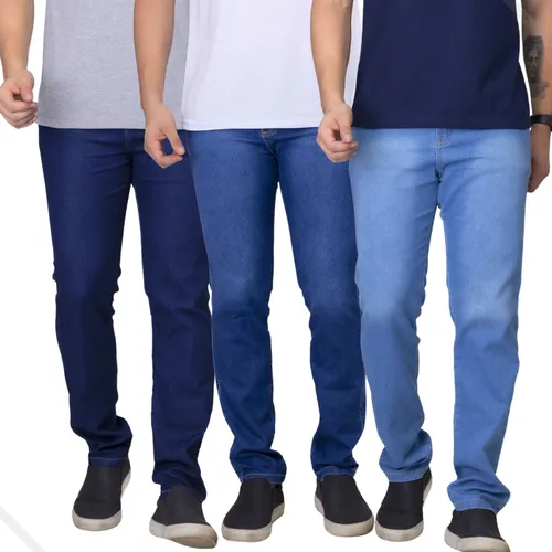 Kit 3 Calças Jeans Masculina Slim Com Lycra