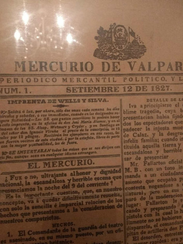 Periódico El Mercurio De Valparaíso Primera Edición