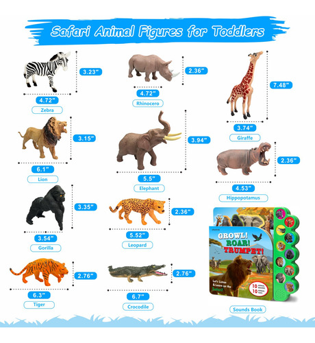 Conjunto De Brinquedos Igratens Safari Animals Figures Com L